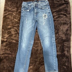 Express Blue Distressed Skinny Jeans